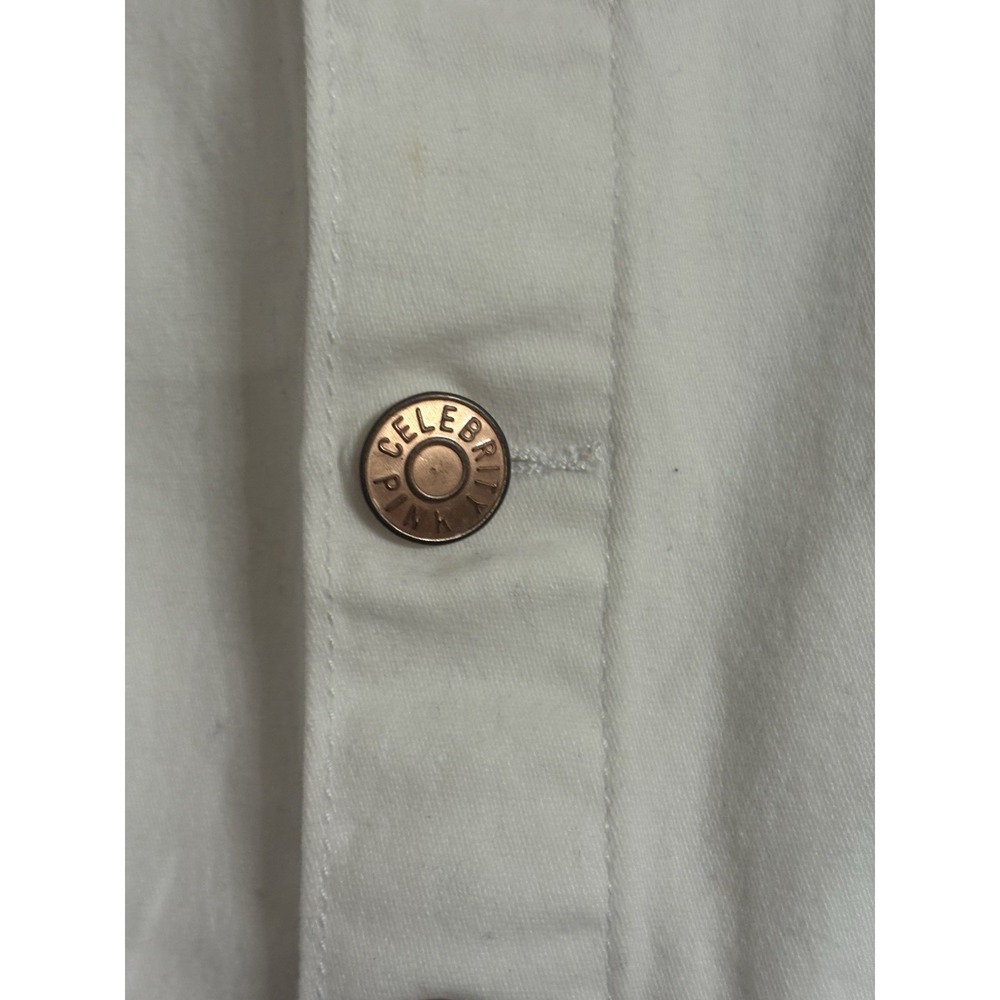 Celebrity Pink Skirt White A-Line Denim Button Down Front Size 3/26 - Picture 5 of 6